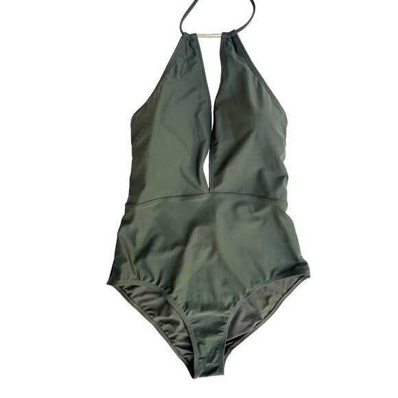 Ted Baker London Pikaa Halter one piece Swimsuit Khaki size 5 = US Size 12 - Picture 1 of 10